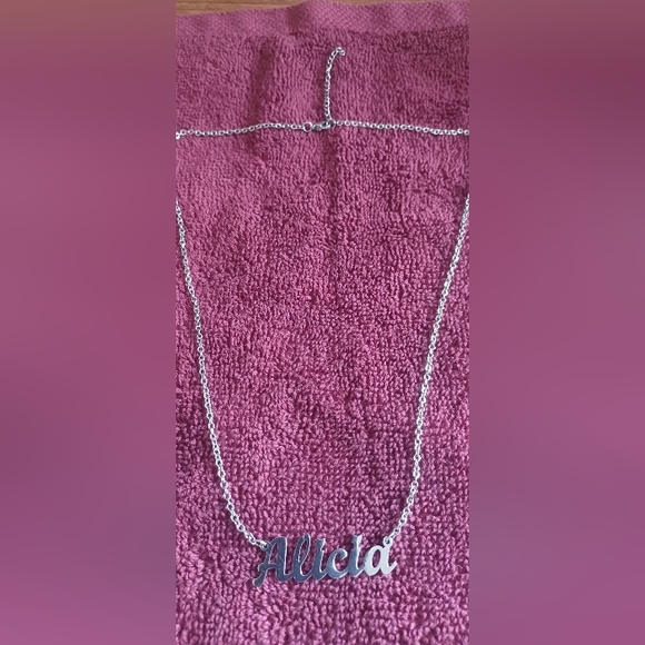 Alicia Name Necklace, Personalized name Pendant Necklace. Mad of stainless steel - Picture 2 of 3